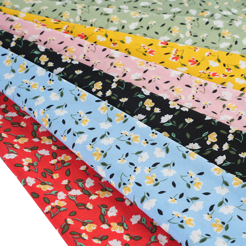 2026*75 偽ツイストシルクフラワー八尾クレープ小花柄生地