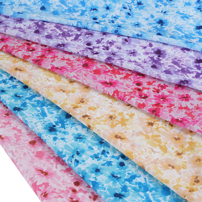 75D/18T 乱雑なミスティフローラルプリント生地