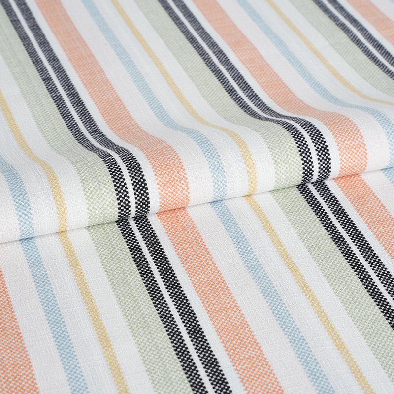 75D 偽ツイストシルク竹蘭オレンジと黒のストライプの印刷生地