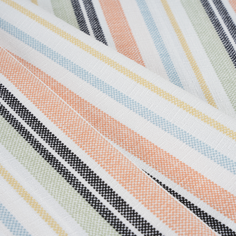 75D 偽ツイストシルク竹蘭オレンジと黒のストライプの印刷生地